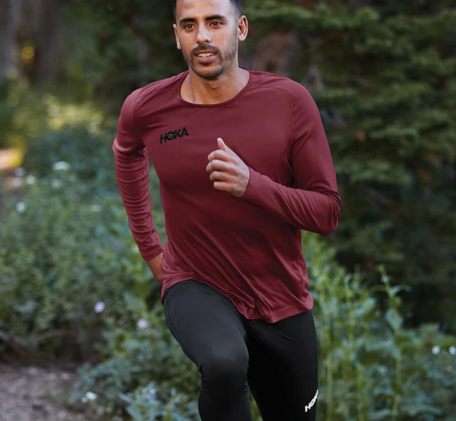 Hoka One One Top Heren - Performance Lange Mouw - Bruin - WE3187650